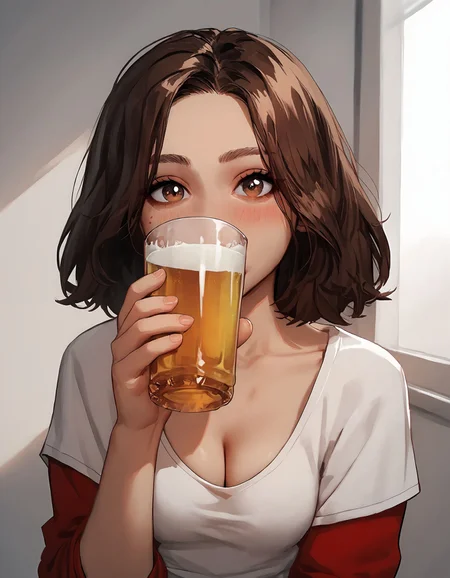 score_9, score_8_up, score_7_up, score_6_up, score_5_up, score_4_up,
1girl, sexy face, brown hair, cute face, kawai girl, (hazel eyes), small perky breasts, collarbone, tshirt, cleavage, looking at viewer, [blush], (drinking beer), distant shot,
<lora:incase-ilff-v3-4:0.6> <lora:g0th1cPXL:0.6><lora:Drinking_Beer_Concept:0.8>