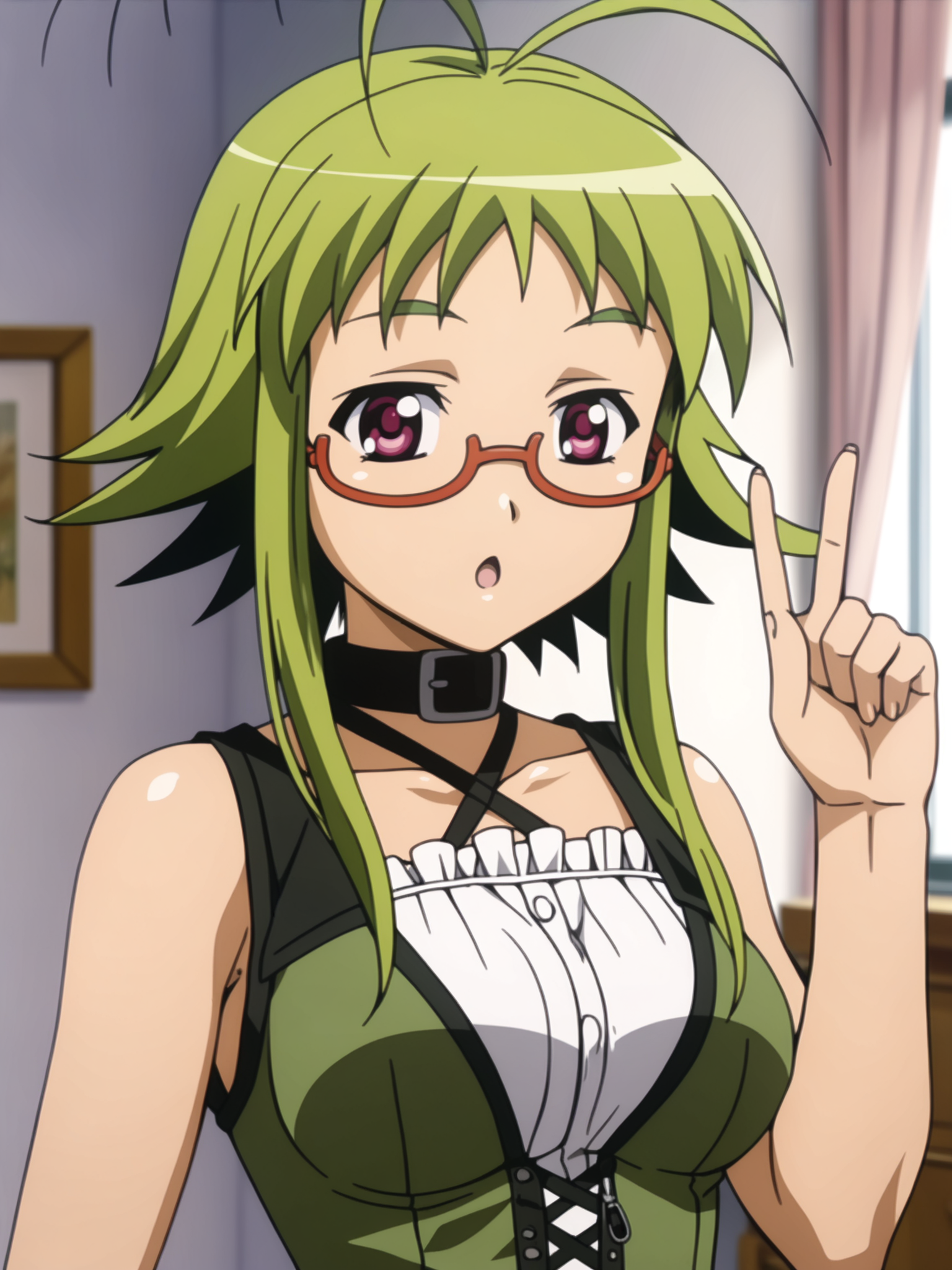 <lora:happy_tentacle-ikachihaya-v0.2-000010:0.9>, ht_ikachihaya, glasses, collar, antenna hair, medium breasts, indoors surprised, wide-eyed upper body, 1girl, (petite:1.2), solo focus, (looking at viewer:1.1), sidelighting, (depth of field:0.8), , score_9, score_8_up, score_7_up, score_6_up, score_5_up, score_4_up,