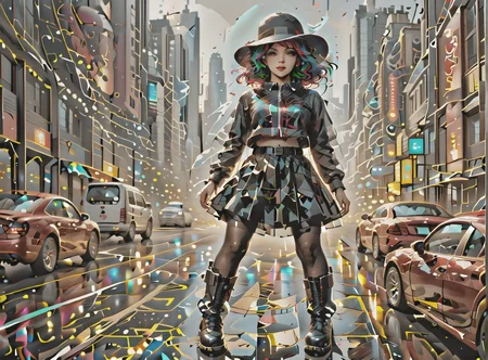 score_9, score_8_up, score_7_up, character in profile, walking, looking at surroundings, 1girl, pale skin, medium breasts, <lora:sm0k3XLP:1>, <lora:goth_clothes:1>, (black sunhat, black stockings, black skirt, black top, zipper boots, crimson red hair, black highlights, <lora:_sdxl-gaming-pony:1>, <lora:PsychedelicDream:1> psychedelicdream,
