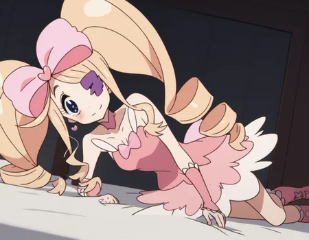 score_9, score_8_up, score_7_up, source_anime,
nuiharime, <lora:nui-harime-s1-ponyxl-lora-nochekaiser:1>,
nui harime, big hair, blonde hair, blue eyes, drill hair, eyepatch, hair bow, long hair, pink bow, twin drills, twintails,
boots, bow, dress, eyepatch, hair bow, pink footwear, strapless, strapless dress,
indoors, bed, bed room, on side, blush, drunk,
solo, dutch angle, looking at viewer, cowboy shot,