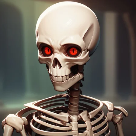 (((detailed, beautiful, high quality))), upper Body, score_9, score_8_up, score_7_up,
1male, skeleton, glowing eyes, red eyes, black bones, shoulder strap,
looking at the viewer, posing, blurred background, blurred fantasy background,