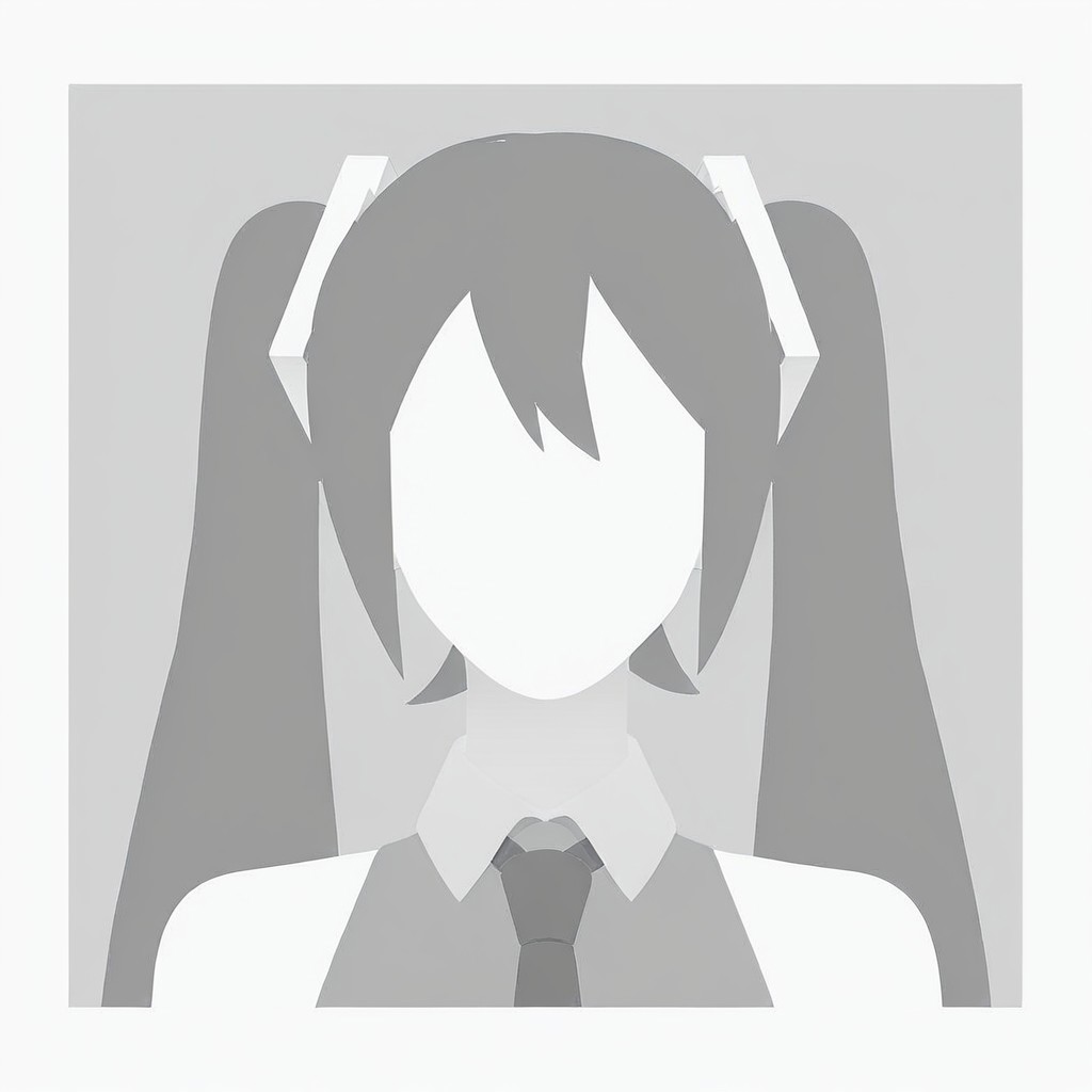 grayscale, placeholder style, hatsune miku, portrait