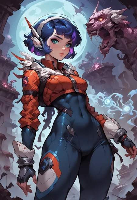 (score_9, score_8_up, score_7_up), ((zPDXL3)), ((concept art, realistic)), ((face focus, eye focus, dynamic angle, motion)), 1girl, solo, fantasy, <lora:Juno overwatch-000025:1> Juno (overwatch) , purple hair, multicolored hair, pink hair, helmet, spacesuit, breathless intimacy, petite model bombshell, cute, young, delicate features, narrow pointy nose, tiny nose, lust, big eyes, seductive eyes, detailed skin, flared lashes, mascara, makeup, perky medium breasts, athletic body, narrow waist, skinny hips,
warm light, detailed, neon dark party, wisps of magic,
BREAK
milky way, space, stars, night, runes, arcane, astral, surreal, ethereal glow, masterpiece, best quality, intricate design. colorful, moonlit nightsky, stained glass aesthetic, moody whimsical color palette, murano glass, bold soldering lines, volumetric light shining through, crepuscular rays, intricate craftsmanship, detailed texture, luminous transparency, reflective light play, vivid hues, atmospheric depth, enchanting silhouette, art nouveau,