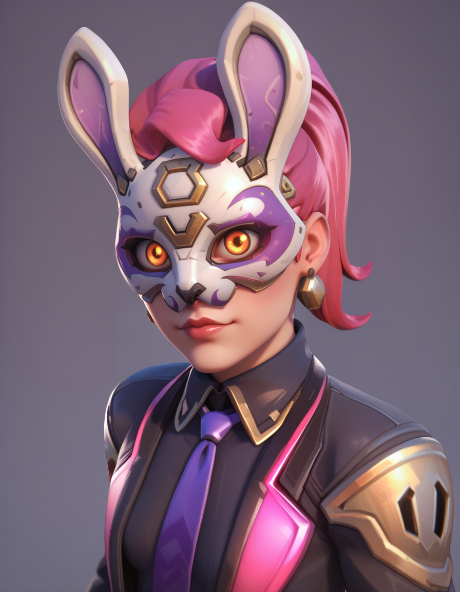 score_9, score_8_up, score_7_up, 1girl, mask, ,   d.va heist, d.va (overwatch), small breasts, <lora:D.Va Heist-000020:1> plain background