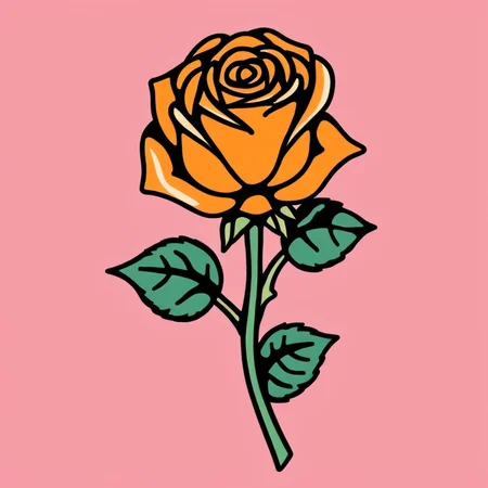 tcc_simple_illustration, stylized illustration of a long stem rose, bold outlines, limited palette
<lora:Simple_Bold_Illustration:1>