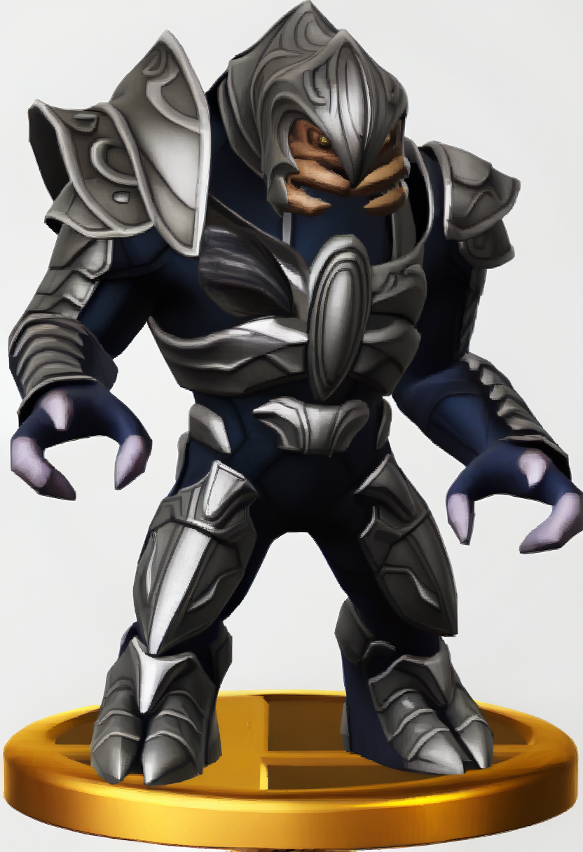 solo, 1boy, <lora:zs_SmashTrophiesXL:1> smashtrophies, faux figurine, 3d, full body, white background, standing, <lora:arbiter-halo-richy-v1_pdxl:1> arbiter, mandibles, helmet, grey armor, shoulder armor, 3 fingers