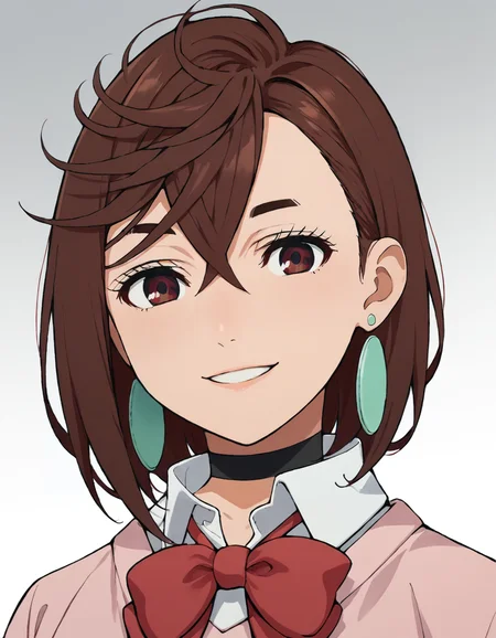 score_9, score_8_up, score_7_up, source_anime, BREAK
1girl, looking at viewer, gradient background, upper body, light smile,
momo ayase, brown hair, short hair, hair between eyes, asymmetrical bangs, brown eyes, earrings, black choker,
school uniform, white collared shirt, pink sweater, long sleeves, red bowtie,
<lora:momo_ayase_anime_v3-soralz:1>