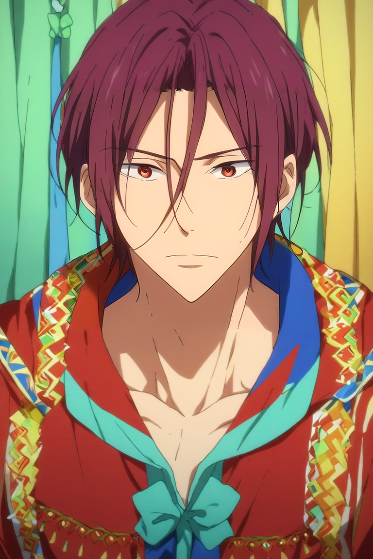 score_9, score_8_up, score_7_up, source_anime, , , , , 1boy, solo, male focus, <lora:rin_matsuoka_pony:0.96>, rin_matsuoka, red hair, red eyes, hair between eyes, carnival costume, feudal japan, , <lora:sdxl_lightning_8step_lora:1>