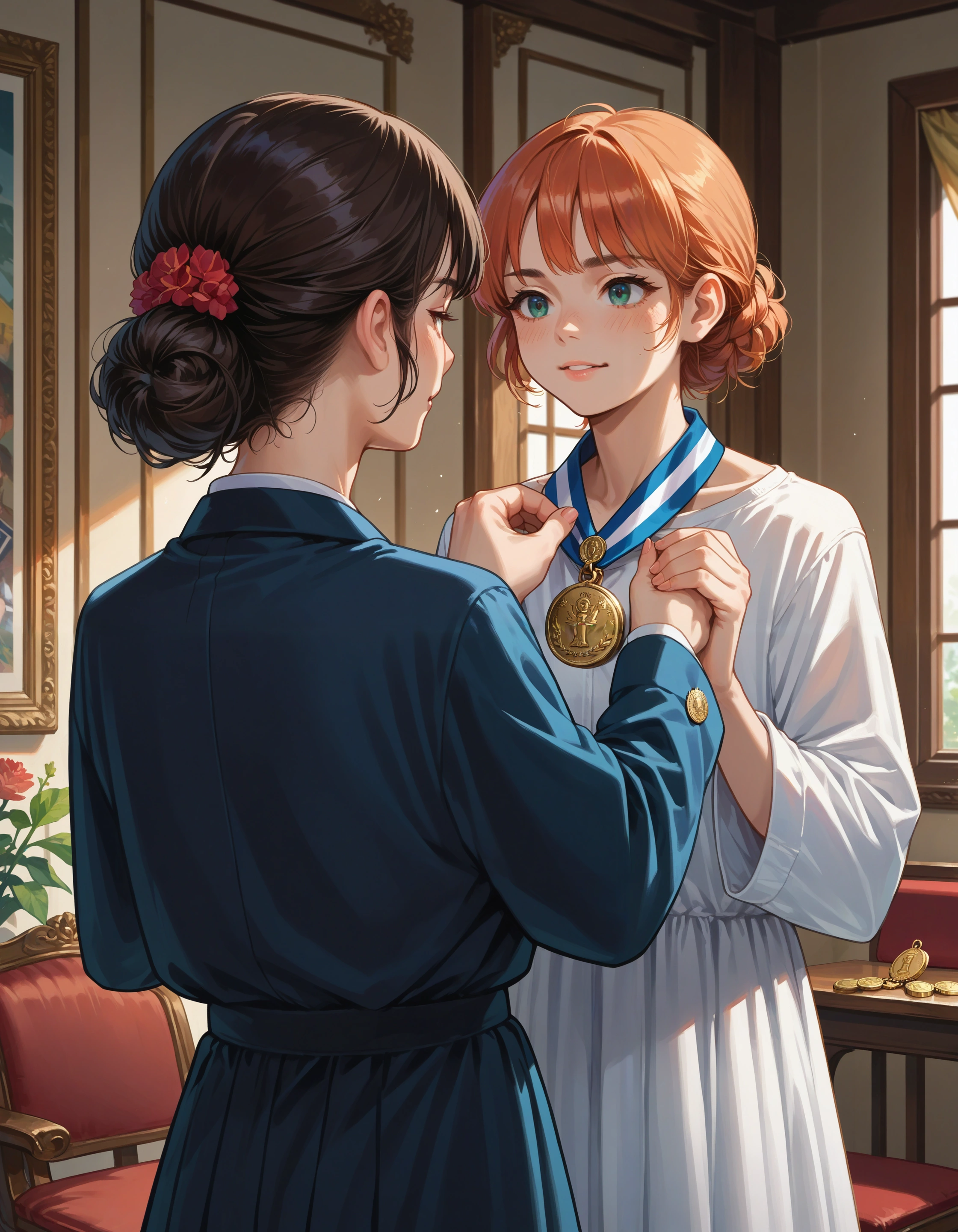 score_9, score_8_up, score_7_up, source_anime,
2girls, awarding medal, awarding medal, back, looking at mirror,
<lora:concept_awarding-front-rls:1>