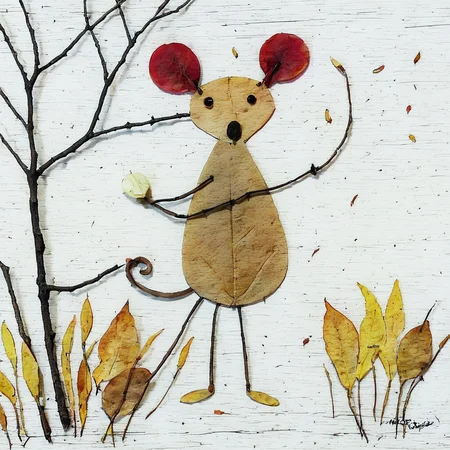 <lora:SDXL_fall_leaf_craft_Sa_May:1> fall leaf craft, a mouse