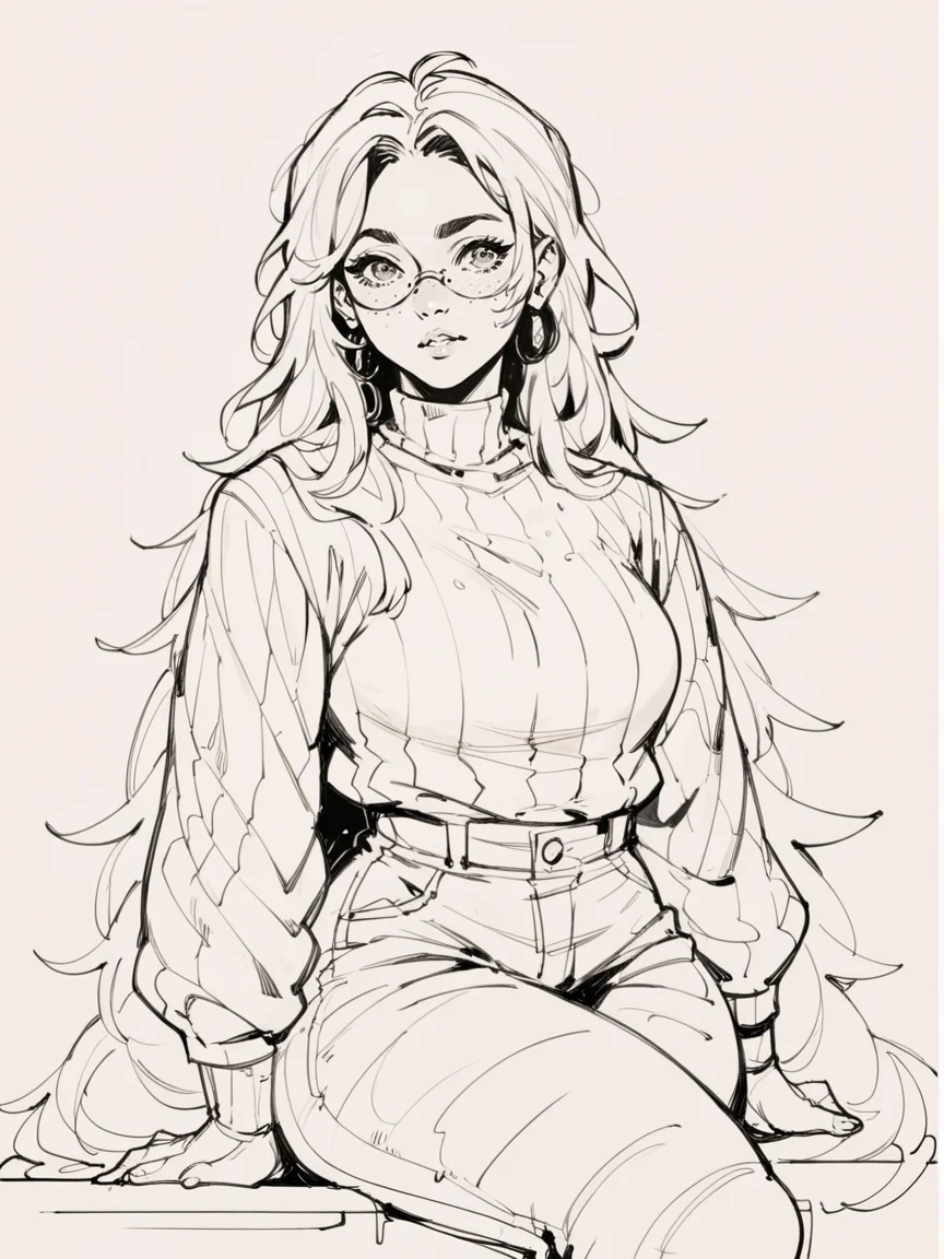 score_9, score_8_up, score_7_up, score_6_up, score_5_up, score_4_up, 1girl, long hair, <lora:w3ssb3ch3rXLP:0.9> w3ssb3ch3r, sketch, curvy, black ink