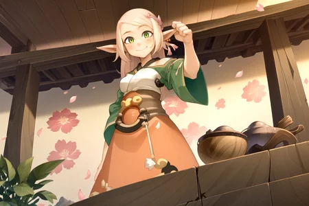 (masterpiece, best quality, highres), perfect lighting,
1girl, evangelynedress, elf, dancing, view from below, dofus, dress, pointy ears, long hair, looking at viewer, solo, happy,
festival, sunray, sakura, sakura petals, flowing pink sakura petals, japanese temple, spring, japanese decoration, leaf, ivy, wallpaper, ((empty)), (landscape), rock, nature, plant, extremely detailed environnement, hanabi flower, distant waterfall, (excessive plant), green plant everywhere, loaded, mystical, red glowing flower, glowing sakura petal, blue water, smile, ultra wide angle, ((ultra wide angle)), (depth of field), (((game cg)))
<lora:krekkovV2_e8:0.6> <lora:epiNoiseoffset_v2:0.5> <lora:Evangelynev1:1>