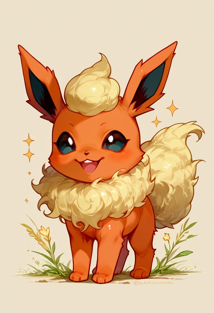 score_9, score_8_up, score_7_up, source_anime, solo, Flareon, happy, (Feral Flareon, chibi body:1.3), simple background, (detailed image, high resolution, 5k resolution:1.0), (chibi art style:1.1)