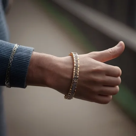 cinematic film still of <lora:perfect hands 2:1>
a person's detailed hand with a bracelet and a thumb up Perfect Hand, shallow depth of field, vignette, highly detailed, high budget, bokeh, cinemascope, moody, epic, gorgeous, film grain, grainy