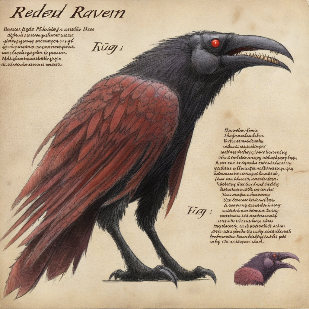 bestiarum red raven with teeth <lora:bestiarum:0.7>