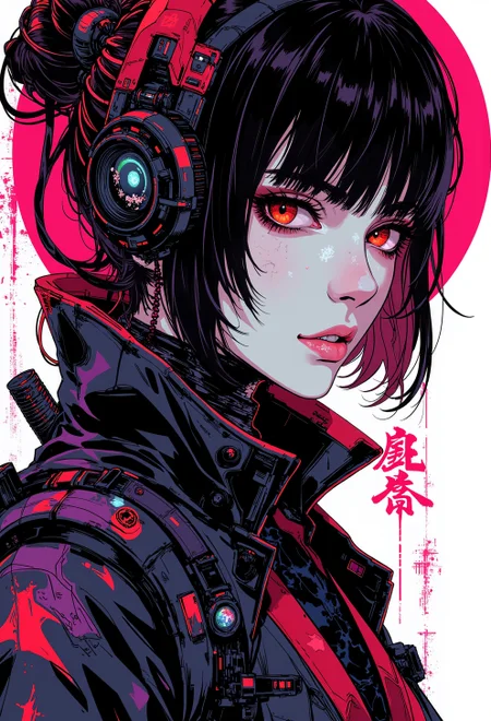 <lora:ck-nc-cyberpunk-V2-000013:0.35>, manga, anime, inksketch, vibrant digital illustration, A digital artwork in the style of cknc, upper body close up face shot of a mysterious cyberpunk wabi sabi woman,
S1n0z1ck style, A digital artwork in the style of bladerunner.
<lora:s1n0z1ck-flux-test-lora:0.3>
<lora:ck-Sommo-Concept-Art:0.6>
<lora:ck-shadow-circuit:0.3>
<lora:ck-MetalGearSolid:0.45>