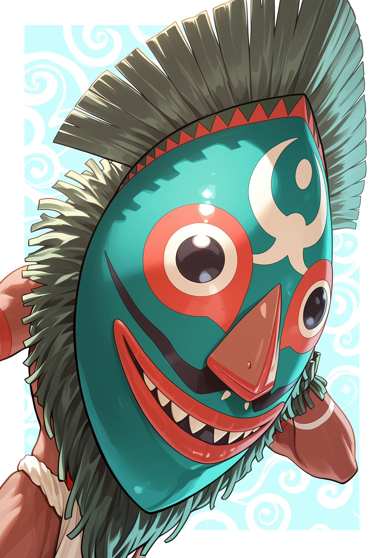 masterpiece, best quality, amazing quality, dutch angle, abstract background, BREAK
solo, male focus, 1boy, wh_mudman, mask, green mask, dark skinned male, mask focus, BREAK
<lora:cfg_scale_boost:.6>  <lora:Mudman_-_World_Heroes_-_ILXL:1>