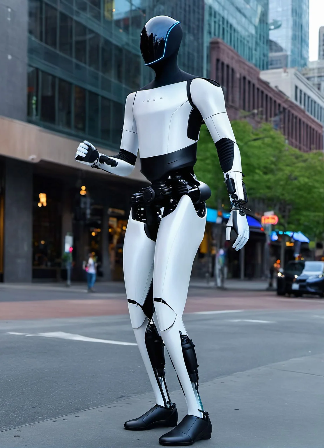teslabot, gen-2, posing in a high tech downtown seattle, (slutty|confident|focused|candid|relaxed:1.5) full body shot, masterquality, photograph, high quality, proportional, focused, hyperrealistic <lora:teslabot:1> <lora:perfect hands:1>