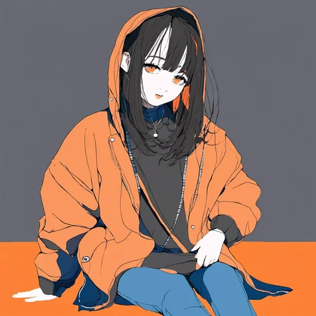 <lora:mourning_girl_xl:0.8>,1girl,orange background,
