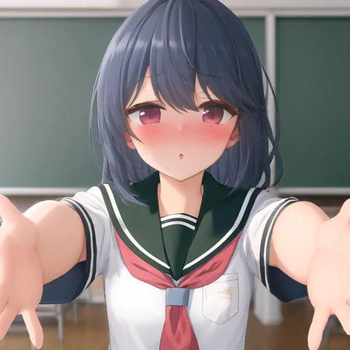 <lora:shimaRinYuruCamp_v10:1> school uniform, blush,masterpiece,bloom<lora:incomingHugKiss_v12:1> incoming hug,incoming kiss