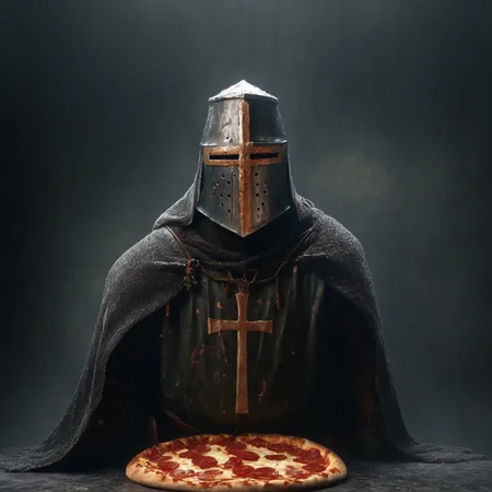 An atmospheric and powerful dark fantasy, natural organic and impressionist classical-style painting of cursed artifact, pizzasdx, pizzasdx, KNIGHT CRUSADER, HELMET, POINTY CRUSADER HELMET, GREAT HELM, GREAT HELM WITH A CROSS, FLAT GREAT HELM, FLAT GREAT HELM WITH A CROSS, FLAT CRUSADER HELMET