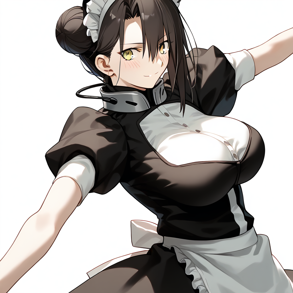 <lora:Takeuchi_Takashi_PonyXL_style_v01:1>
<lora:agent.pony:1>
score_9 , score_8_up , score_7_up , source_anime , 
masterpiece , best quality , ultra-detailed , 
BREAK
agent \(girls' frontline\), maid
1girl , woman , huge breasts , light smile , light blush , ((medusa (fate)):0.5)  , 
long black hair  , maid dress ,  
outstretched arms