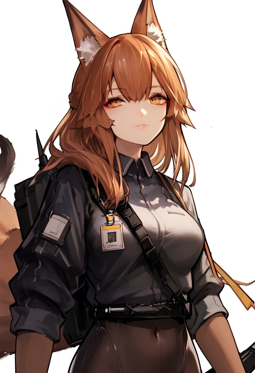<lora:Pony_XL_Mogudan_Style:1> score_9, score_8_up, score_7_up, score_6_up, score_5_up, score_4_up, source_anime, franka (arknights)
1girl, absurdres, bodysuit, fox ears,
