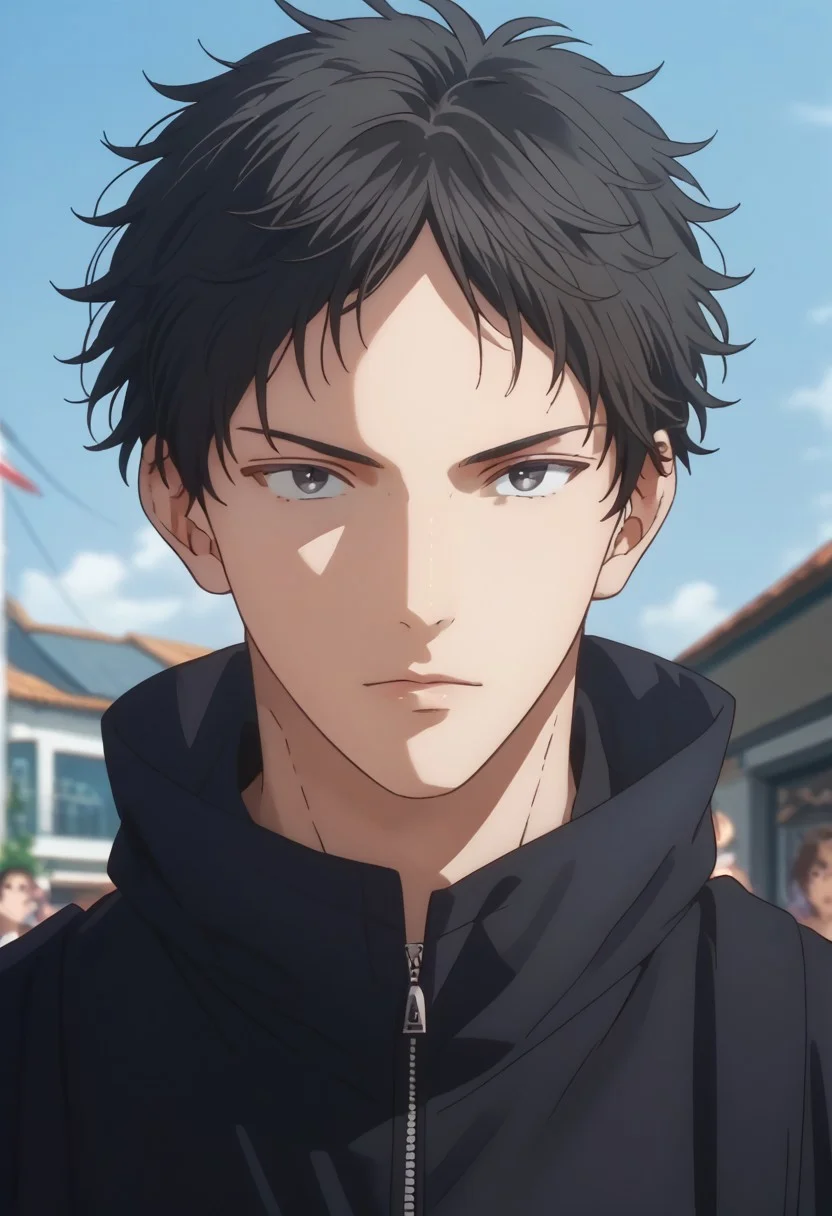score_9, score_8_up, score_7_up, source_anime, rating_safe, YagiGIVEN, black_Yagi_hair, black eyes, 3rdboy, 3rdmale focus, anime screencap,