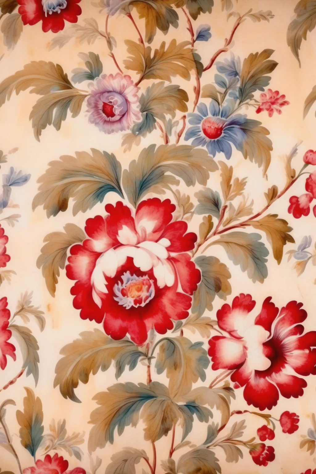 <lora:Anna Maria Garthwaite Style:1>Anna Maria Garthwaite Style - watercolor of the romantic victorian era antique wallpaper design