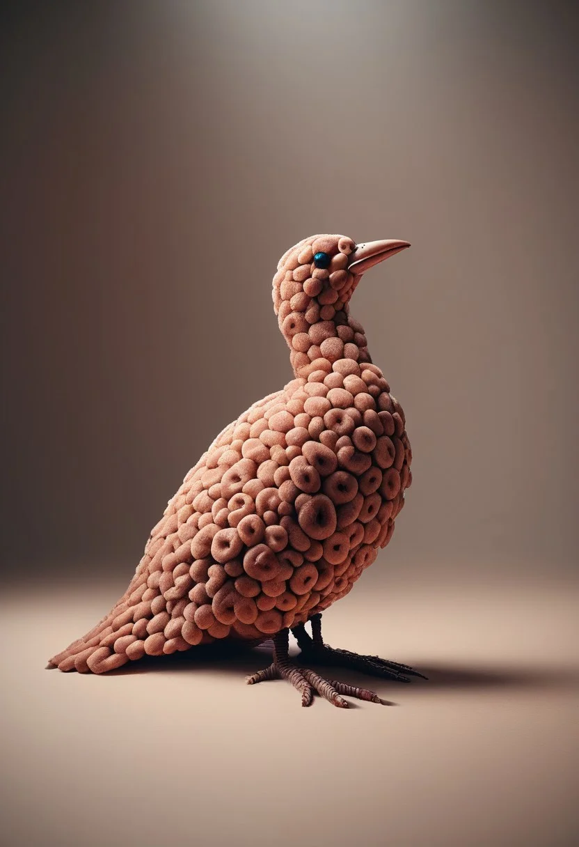 score_9, score_8_up, score_7_up, masterpiece, best quality, d0nu71f13d, pigeon, sitting, round nest made of dounts