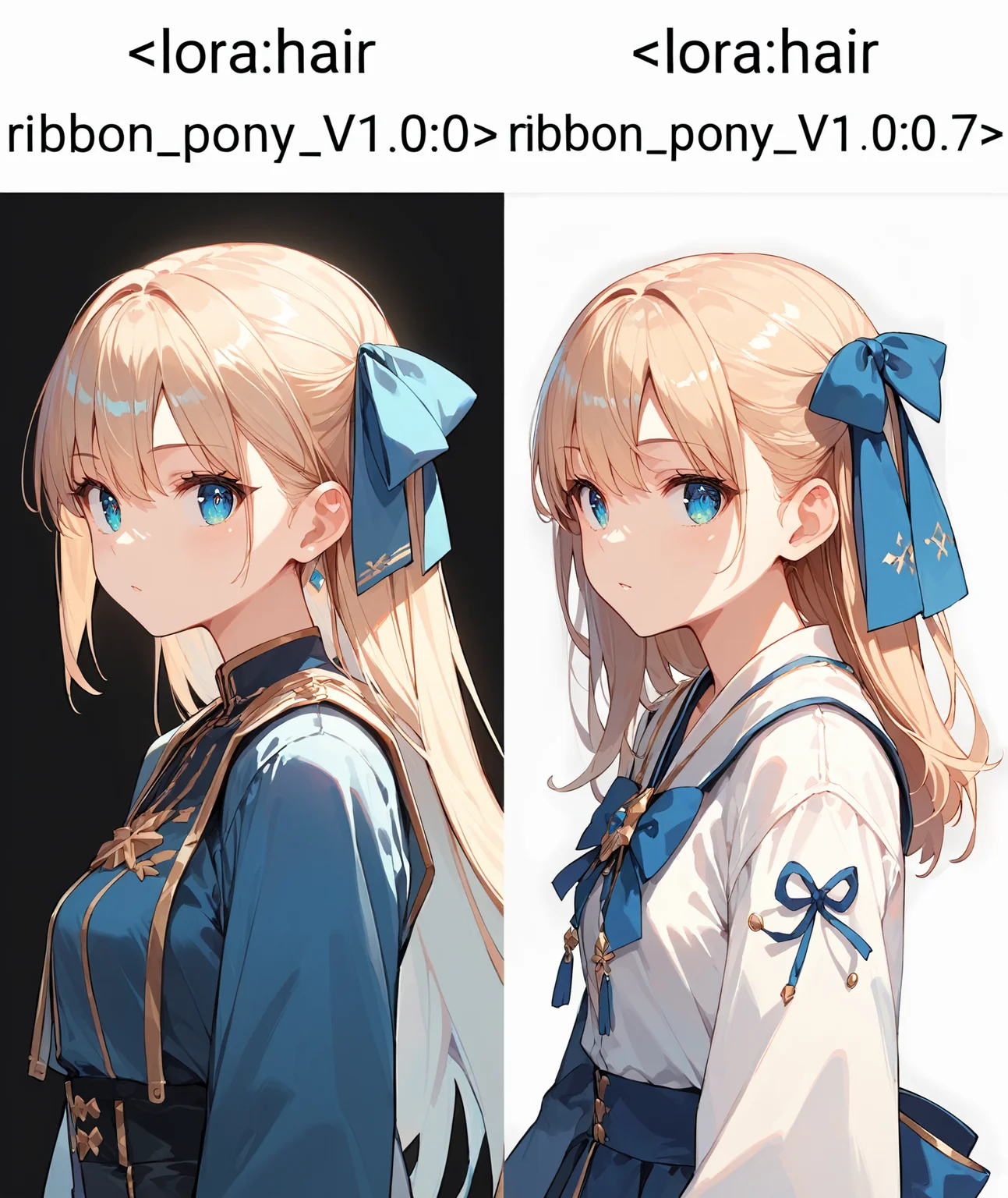 score_9, score_8_up, score_7_up,source_anime, high res image,masterpiece,best quality,girl,cute face,clear skin,shiny hair,ultra detailed eyes,simple background, <lora:hair ribbon_pony_V1.0:0> hair ribbon,from side