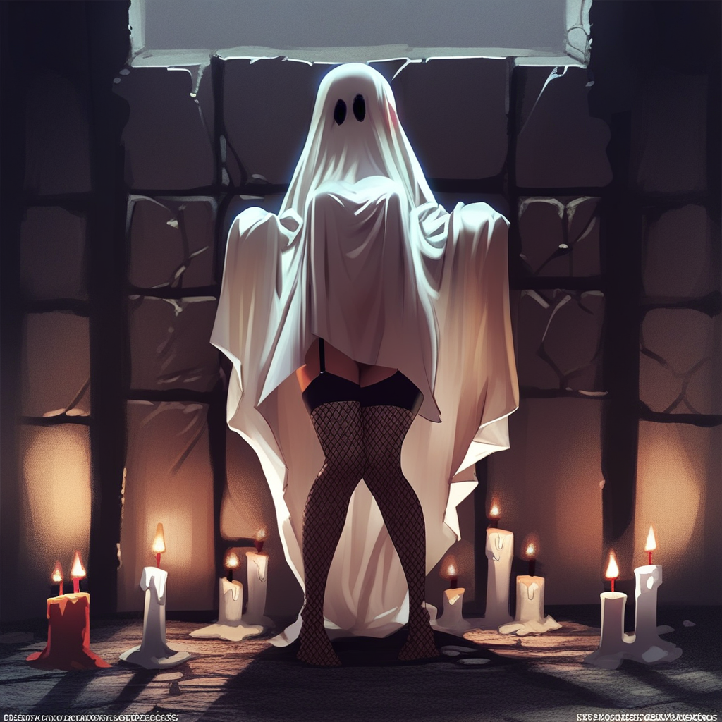 (PG13), rating:safe, source_anime, colorful, score_9, score_8_up, score_8, 1girl, Princess Zelda, covering_face, 5H33TGH05T, sheet_ghost, BREAK, 1woman, long hair, milf, (detailed face), (detailed skin), detailed eyes, curvy, perky breasts, pigeon-toed, knees_together_feet_apart, garter straps, black thighhighs, fishnets, candle, candles, prison, stone, arched, iron bars,
