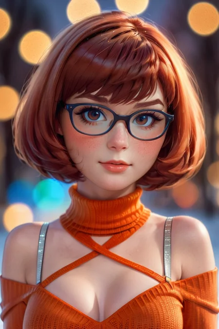 3D style of a velma woman wearing a off shoulder sweater and shinestrap, freckles, upper body, depth of field, bokeh
<lora:Shine5-000012:1> <lora:char_xl.sdxlvelma:0.8>