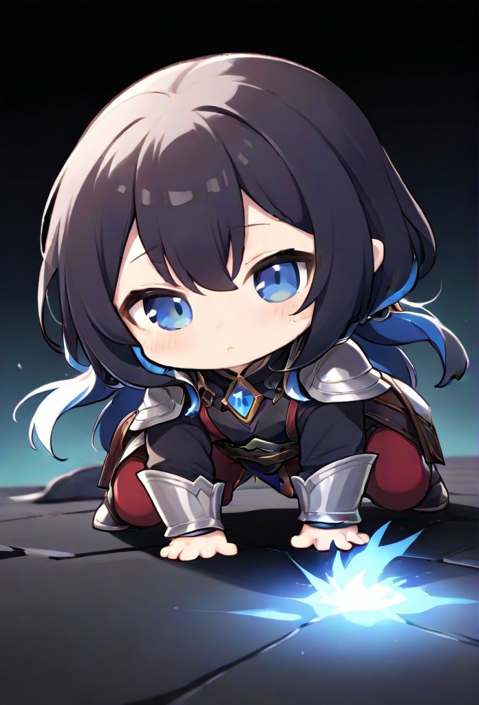 (1girl, solo,, , arcane, chibi, (Fujiwara_Chika:1.3):1.3),(crawling, full body focus, body focus:1.3),zPDXL3,SimplePositiveXLv2