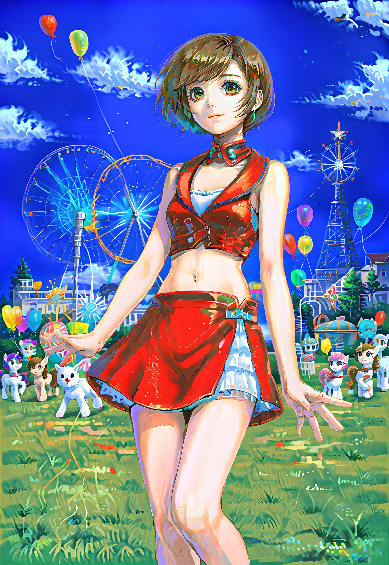 score_9, score_8_up, score_7_up, score_6_up, source_anime, <lora:Worldly_XL:0.8>
1girl, solo, <lora:diberkato:0.8> MEIKO is having good time at the carnival, <lora:Meiko_VOCALOID_Pony_XL:0.7> vocaloid meiko, midriff, crop top, skirt, short hair, brown hair, detached collar, brown eyes, 
<lora:Carnival:0.5> Carn1val, Outdoors, scenery, ferris wheel, crowd, day time, balloons, blue sky, grass, fairgrounds, 
<lora:loraeyesxl:0.4>

