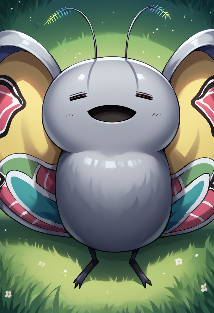 score_9, score_8_up, score_7_up, source_anime BREAK solo, pokemon \(creature\), <lora:Mothman-pdxl_Fp:1>, mothman, antennae, wings, grey skin,  <lora:ChamElfExpressionPonyXL:1>, =w=, :3, = =, eyes closed