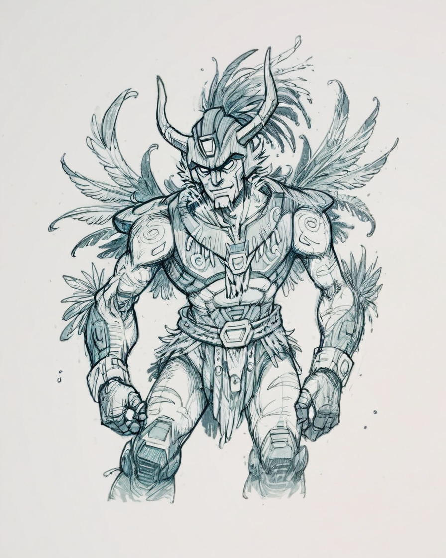 score_9, score_8_up, score_7_up, score_6_up, score_5_up, score_4_up, <lora:GraphiteSketch:0.5> sketch, <lora:Transformers 86 FT:0.6> transformers, animation, illustration, source_anime, Shaman, wearing Tribal attire, adorned with natural elements like bones and feathers, using drums