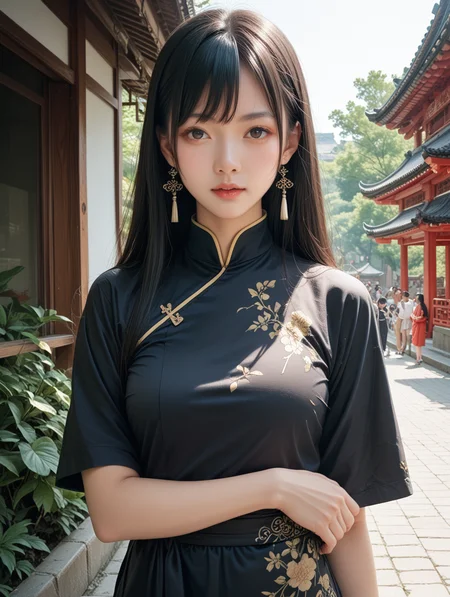 score_9, score_8_up, score_7_up,
suzhou,outdoors, 
1girl,  black hair, long hair, china dress,  
<lora:Hanfu_Pony:0.5> hanfu