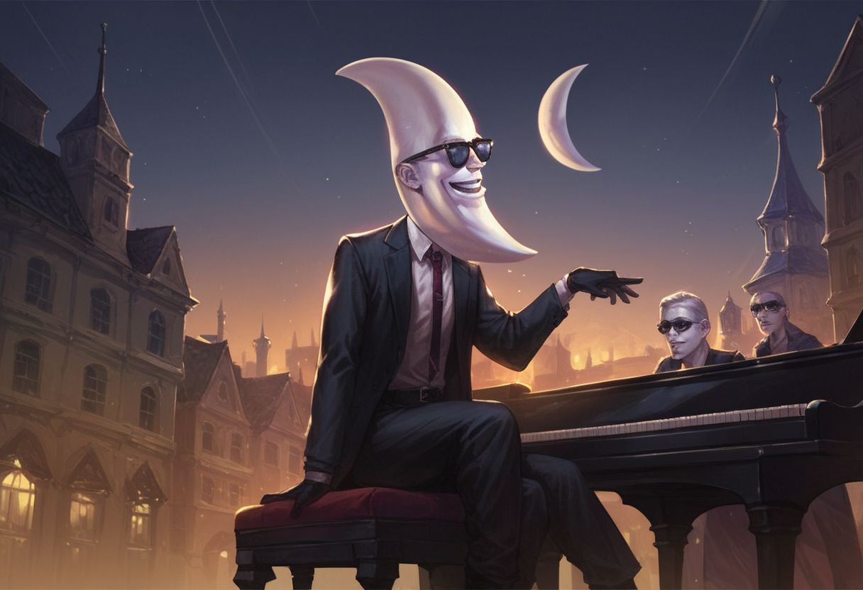 score_9, score_8, score_7, score_8_up, moonman\(human, tall, moon crescent head, wearing business suit and sun glasses, gloves\), sitting and playing the piano, outdoor, night, city<lora:EMS-364249-EMS:0.800000>