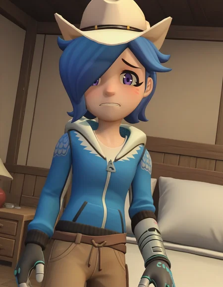 score_9, score_8_up, score_7_up, source_anime,
turboartificialrapidintelligence, <lora:turbo-artificial-rapid-intelligence-ponyxl-lora-nochekaiser:1>,
turbo artificial rapid intelligence, blue hair,hair over one eye, purple eyes, 3d,
hat, hood, hoodie, cowboy hat, cowboy western,
indoors, bed, bed room, on side, blush, drunk,
looking at viewer, cowboy shot, dutch angle, solo,