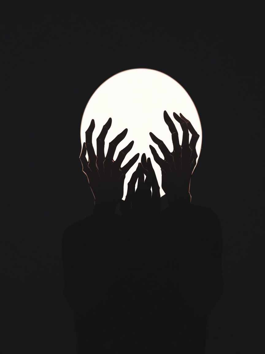 score_9, score_8_up, score_7_up, score_6_up, unw3ll <lora:UNW3LLXLP:1> dark, gloomy, simple background, black background, eyes, hands on face, glowing, silhouette,