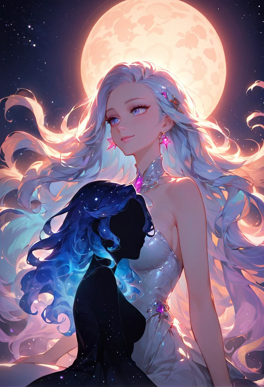 score_9, score_8_up, score_8, young woman,  cosmic, galaxy, rainbow colors,backlight colors,silhouette colors, glittering, glimmering, upper body,ethereal,silhouette,backlighting,glowing,dreamy,twinkling night sky,starry,bright colors,high contrast,vivid lighting, spirit animals, <lora:neoartcore-lora_PonyXL01C:0.3>  <lora:add-detail-xl:0.4>  <lora:princess_xl_v2:1>  <lora:[GP] somethingweird [Pony XL]:0.2>   <lora:Expressive_H:0.7> Expressiveh <lora:g0th1cPXL:0.3> g0thicPXL, glowing, neon,