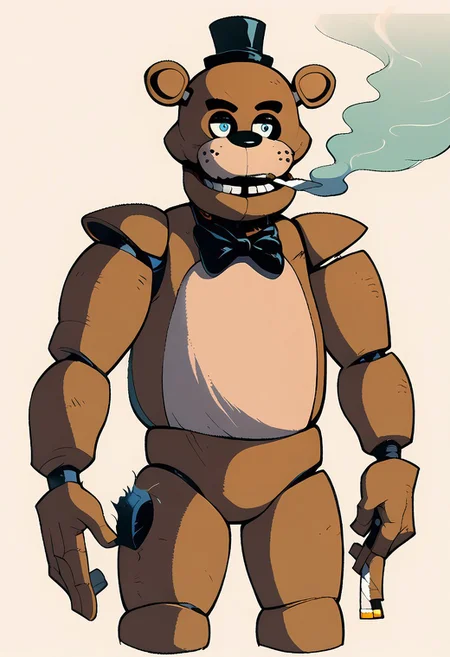 score_8, score_7, score_6, score_5quality, amazing quality,,cowboy shot, yoji_shinkawa, freddy, smoking, cigarette