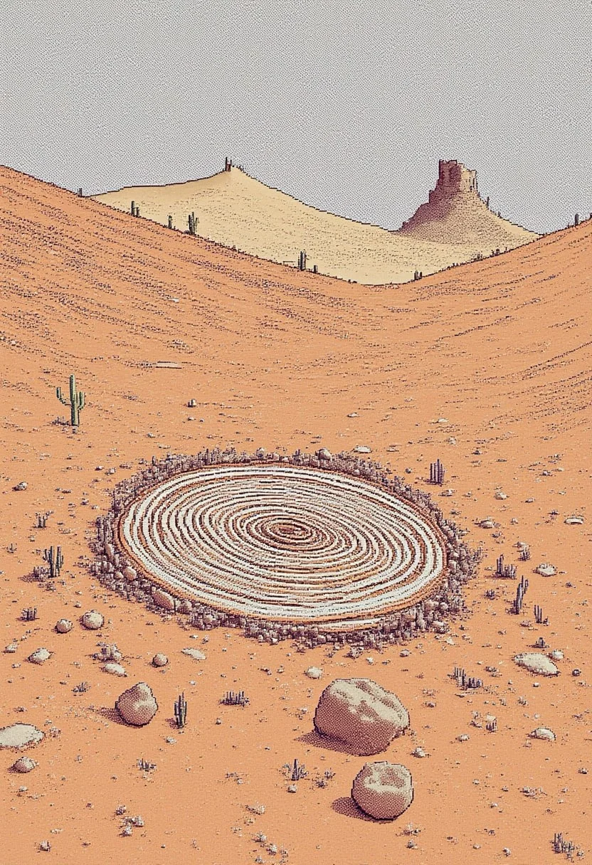 (Sand Art – Desert of Forgotten Names)
A living sand installation in which wind patterns shift grains of colored sand to slowly reveal and then erase thousands of handwritten names. The wind itself "paints" new inscriptions, as if whispering forgotten stories across an ever-changing desert canvas.
, pinkpixelicious, aidmamj6.1,