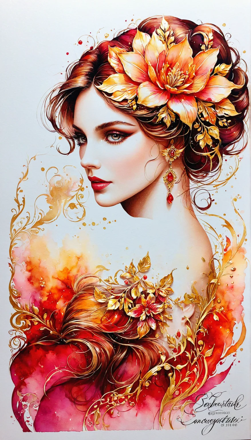 beautiful, gorgeous, stunning, attractive, lovely, exquisite, charming, alluring, ravishing, mesmerizing, breathtaking, radiant, picturesque, enchanting, splendid, elegant Silhouette Art, breathtaking ( FaeTastic beauty extravaganza alcohol ink sketch). day-glo palette and red + shiny gold color scheme
<lora:InkArtXL_1.2:0.4> <lora:FaeTastic:0.2> . . tour de force, masterwork, masterstroke, crowning achievement, gem, perfection, paragon, masterpiece of artistry, pinnacle of creativity, culmination, high quality, 8k resolution, detailed, focused