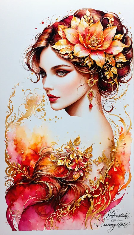 beautiful, gorgeous, stunning, attractive, lovely, exquisite, charming, alluring, ravishing, mesmerizing, breathtaking, radiant, picturesque, enchanting, splendid, elegant Silhouette Art, breathtaking ( FaeTastic beauty extravaganza alcohol ink sketch). day-glo palette and red + shiny gold color scheme
<lora:InkArtXL_1.2:0.4> <lora:FaeTastic:0.2> . . tour de force, masterwork, masterstroke, crowning achievement, gem, perfection, paragon, masterpiece of artistry, pinnacle of creativity, culmination, high quality, 8k resolution, detailed, focused