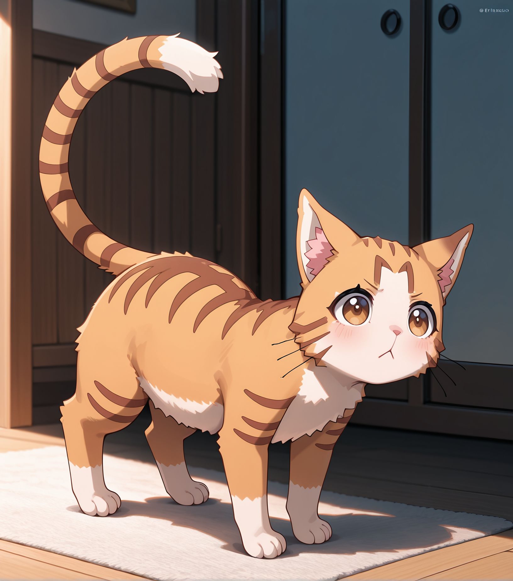 masterpiece,best quality,amazing quality,very aesthetic,absurdres,newest, huge filesize,
<lora:spo_sdxl_10ep_4k-data_lora_webui:0.5>,
<lora:add-detail-xl:1>
b_tama,    
cat,
animal focus,
:<,
full body,
brown_eyes_cat, 
 <lora:Beheneko:1>Beheneko_V1,