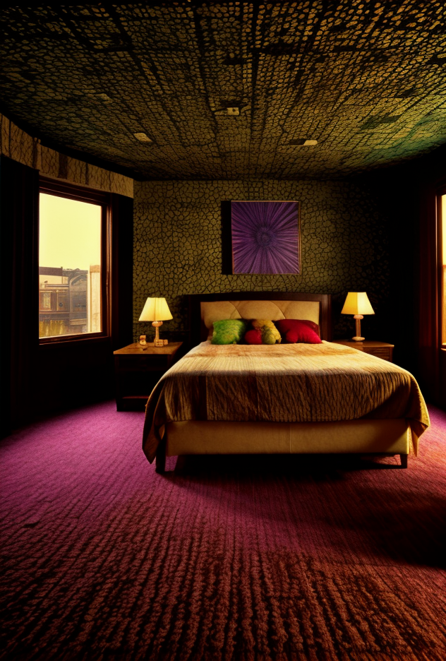 9((Hypersurrealistic ancient [Anunaki | Assyrian 
| Babylonian | Caananite] artifact))BREAK((((modern mansion  bedroom [mahogany | oak | maple | cherry |teak] furniture)))BREAK(((psychadelic trippy carpeting)))((Creative((Photo Masterpiece 8k wallpaper [Verb | adjective | pronoun])))BREAK(dodge and burn, corner edge darken vignette)((exposure POP!!!) hdr extremely intricate, High (Detail:1.1), Sharp focus, dramatic cinematic light, 8k textures, elegant, ((((cinematic look))))breathtaking, insane details))  <lora:Details-Slider:0.5> <lora:ExposureControl:0.7>  <lora:LCM_1-5:0.6> <lora:up-down_lighting:2> <lora:ColorTempSliders:3><lora:DepthOfFieldSliders:0.5> <lora:epiC35mm:0.3> <lora:HDhelper:0.6>  <lora:back-front_lighting:-2> <lora:ContrastControl:1.8> <lora:CuteHorrorSlider:0.9> <lora:Saturation:1.1>