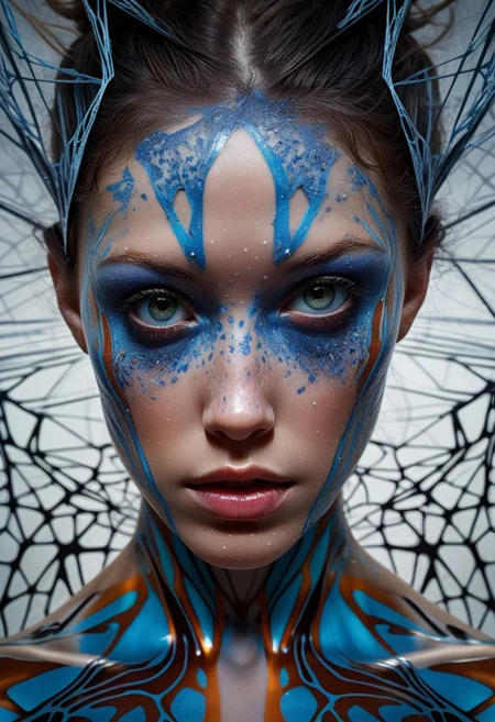 mysterious face with freckles, an exotic girl in tape clothing, fading background, alluring goddess, blacktapeprojekt, by Minjae Lee, Carne Griffiths, Emily Kell, Steve McCurry, Geoffroy Thoorens, Aaron Horkey, Jordan Grimmer, Greg Rutkowski, amazing depth, double exposure, surreal, geometric patterns, intricately detailed, bokeh, perfect balanced, deep fine borders, artistic photorealism , smooth, great masterwork by Suiras <lora:add-detail-xl:2> <lora:Double_Exposure:0.5>