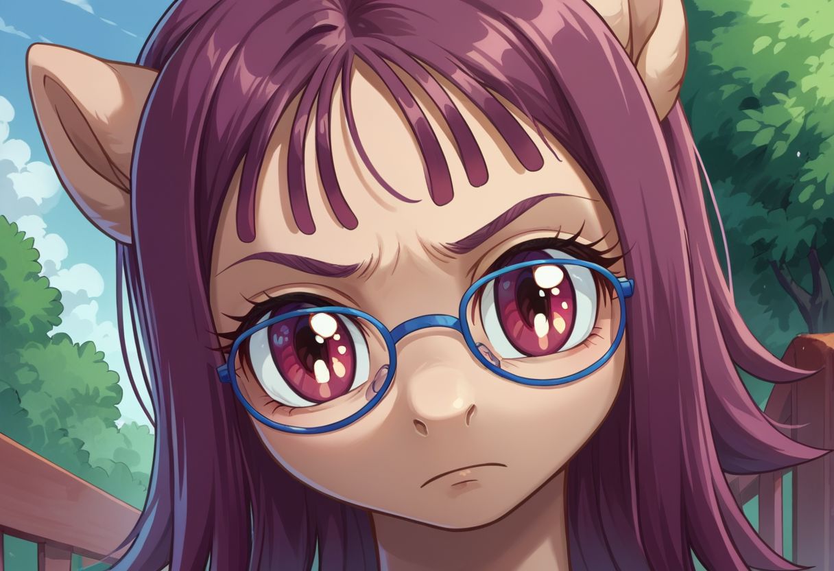 score_9, score_8_up, score_7_up, (source_pony, earth pony),
houjousakura, solo, glasses